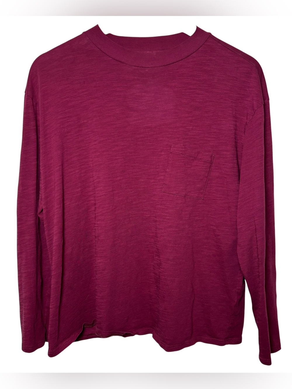 Garnet Hill Weekender Long Sleeve Top Large Burgundy Organic Pima Cotton Granola